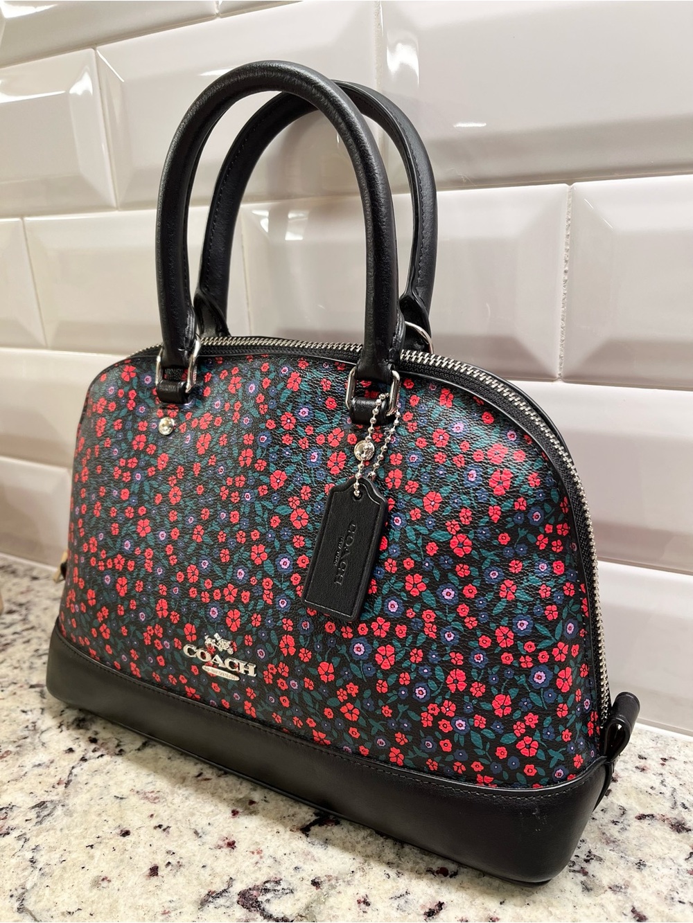 Coach Mini Sierra Satchel Crossbody Bag in a Floral Print NWOT - Picture 2 of 12